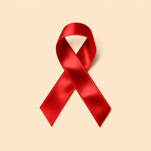 Ruban rouge de sensibilisation, symbole du don solidaire My Self Key reversé aux associations contre les violences faites aux femmes